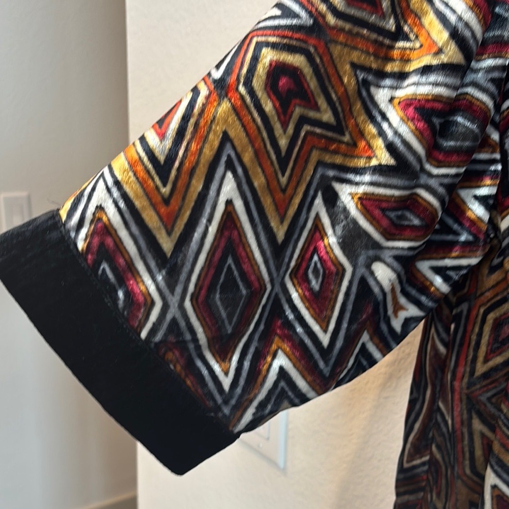 Chico's Multicolor Patterned Velour Open Front Ca… - image 4